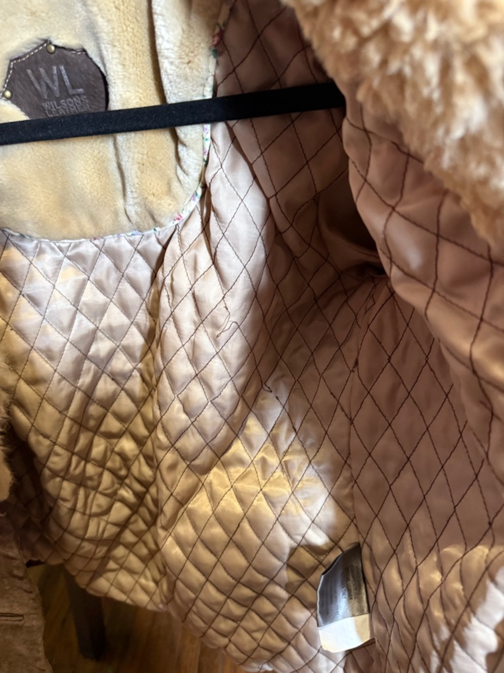 Vintage Wilson Leather Brown Shearling Coat - Cream Fur Trim - Picture 4 of 6